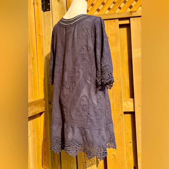 🆕 FARM Rio 🧿 NWOT Navy Blue Crochet Tunic Dress, Sz M - Picture 9 of 16
